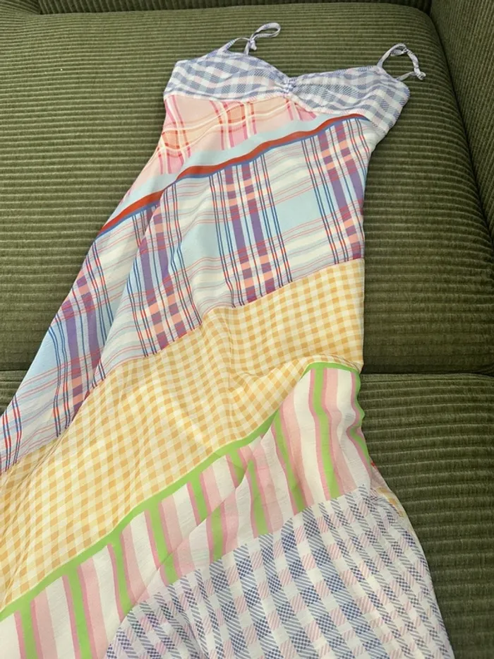 Robe longue Mango patchwork à carreaux - Taille XS - photo numéro 3
