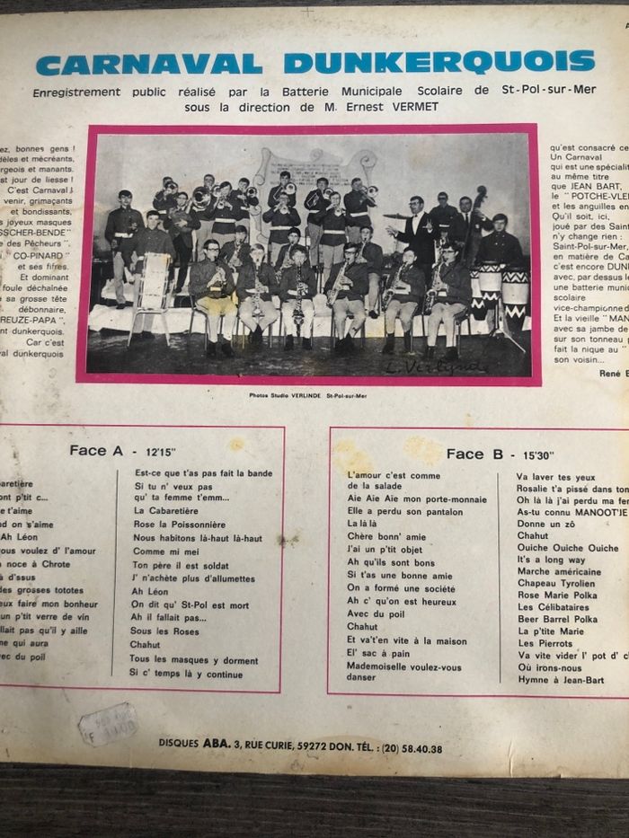 Vinyle 33t Carnaval Dunkerquois - photo numéro 2