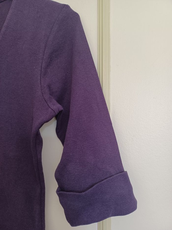 T-shirt col V violet taille 36 manches 3/4 - photo numéro 3