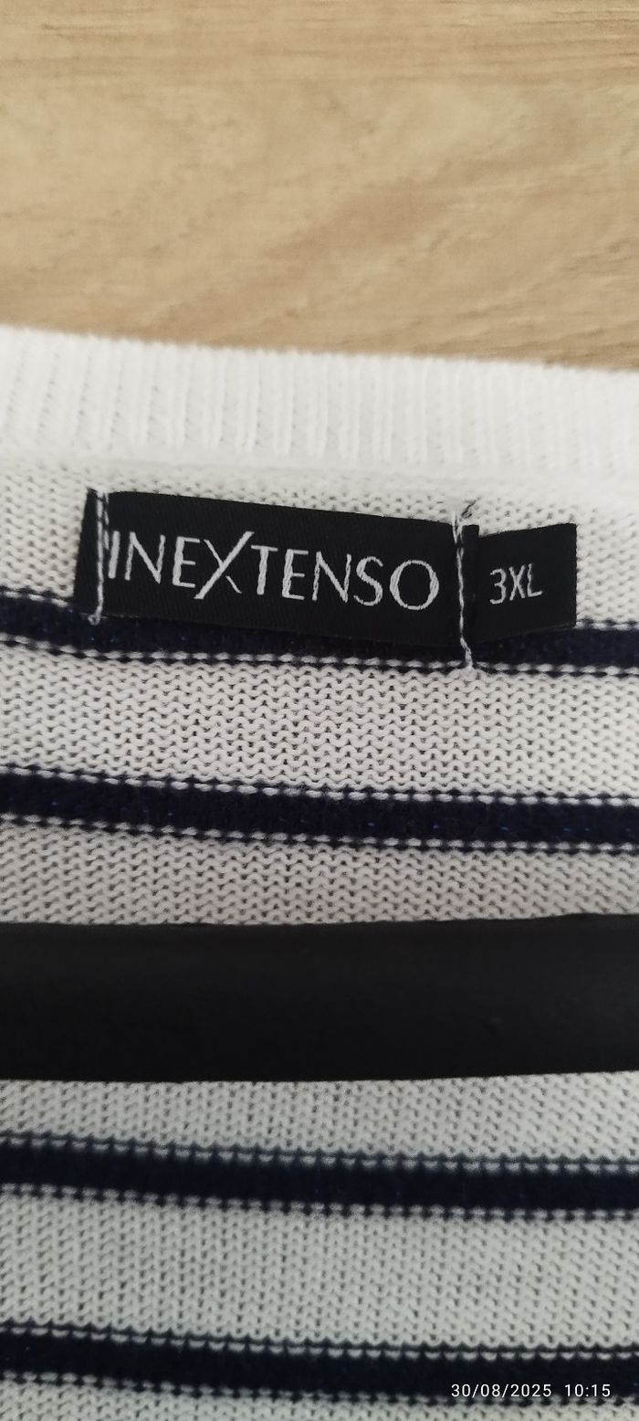 Pull à rayures écru et bleu marine 3XL - photo numéro 2
