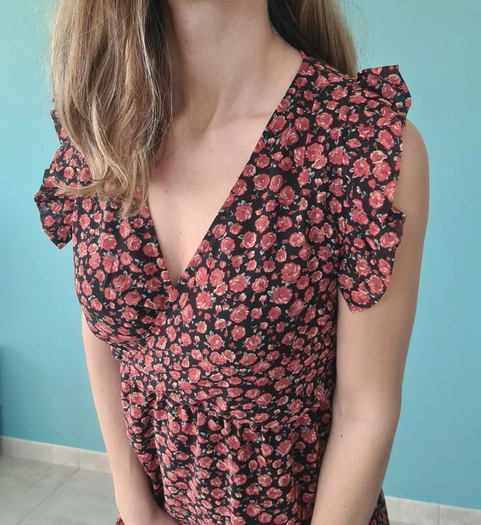 Robe rouge fleuri l'olive verte 36 neuve - photo numéro 3