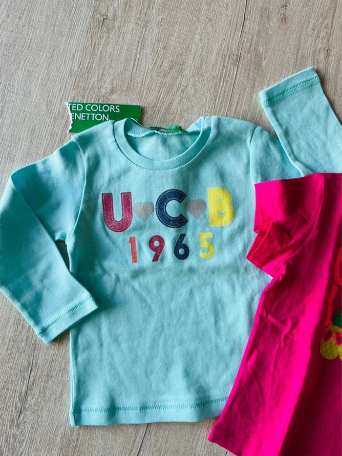 Lot de tee shirt neuf bébé fille benetton - photo numéro 2