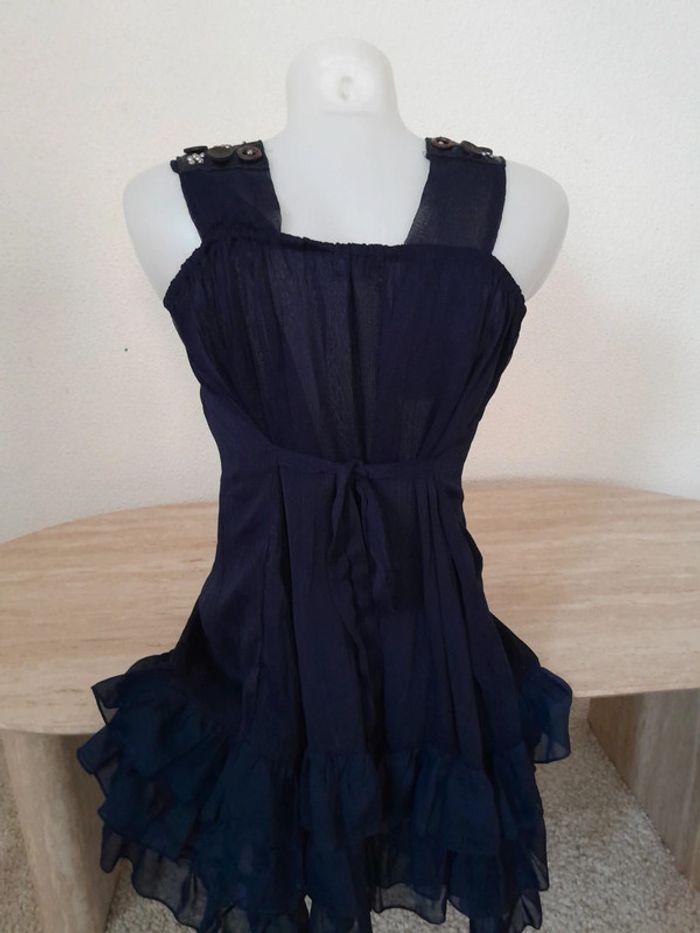 Robe d'été 💫à volant💫fluide légère 💫col bouton miroir perlés 💫Cherry💫Taille 36 - photo numéro 4