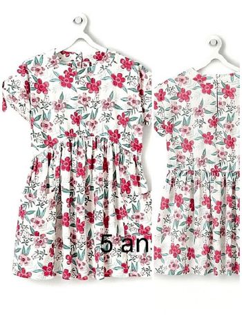 5 ans tao robe fleuri avec feuilles print été /Excellent état