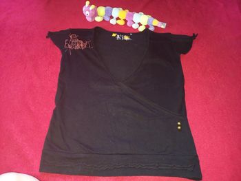 T shirt ouvert décolleté léa fashion S noir original