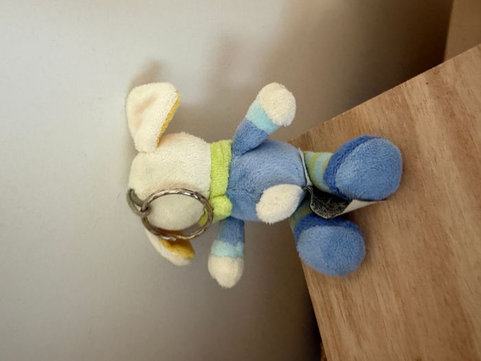 doudou chien bleu cœur rose porte clés - photo numéro 2