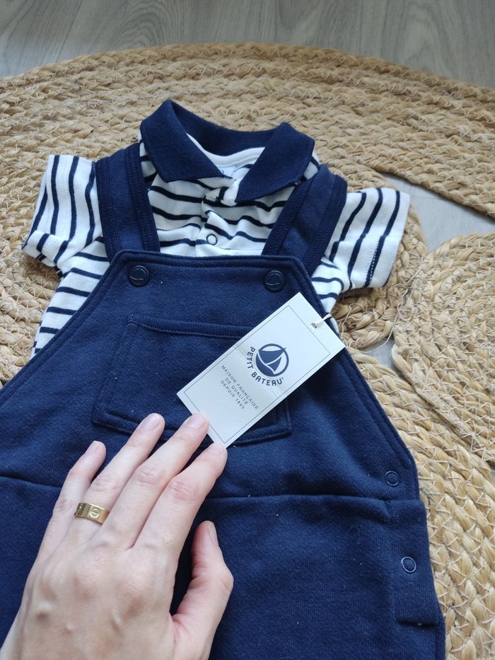 Ensemble Petit bateau salopette marinière