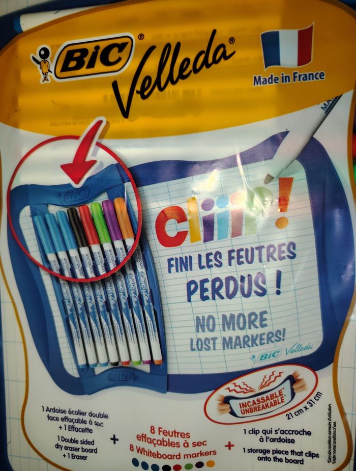 Ardoise bic velleda cliiip + 8 feutres effaçables - photo numéro 2