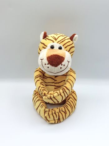 Peluche doudou tigre jaune marron Filantex scratch bras et pattes 22 cm