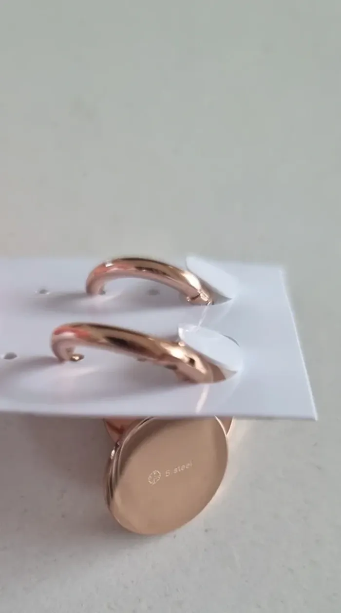 Boucles d'oreilles créoles rose gold œil yeux acier inoxydable - photo numéro 4