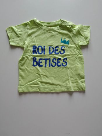 tee shirt manches courtes vert anis tissaia garcon 9 mois
