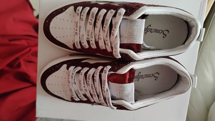 Chaussures femme baskets sneackers T 37 rouge émeraude strass - photo numéro 9