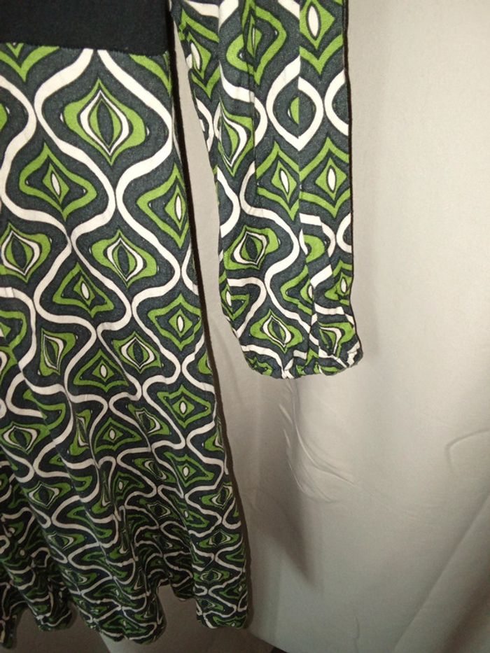 Robe avec col cache-cœur motif seventies Promod taille l - photo numéro 2