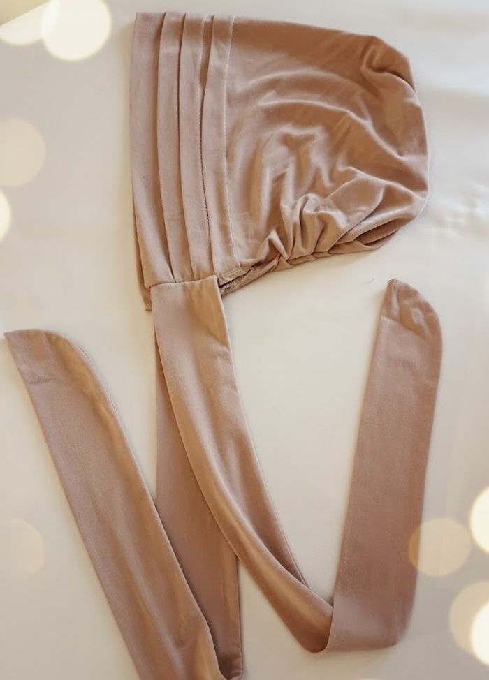 Turban Bonnet Élégant Nude / Beige Rosé - 100% Viscose - Tie Back - photo numéro 2
