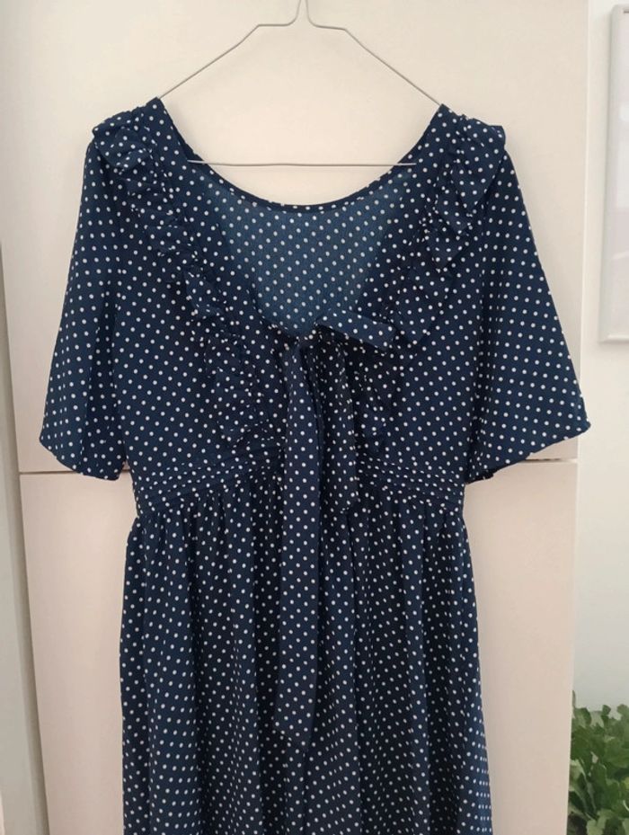 Robe bleu foncé à pois FRNCH taille M - photo numéro 4