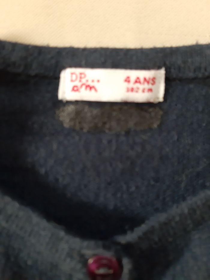 Gilet bleu marine fille - DPAM - 4 ans - photo numéro 3