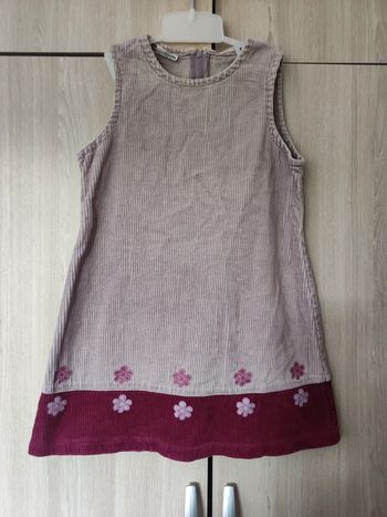 Robe velours rose violet fleuri 6 ans