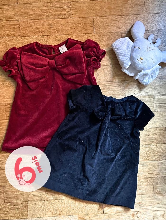 ✨ Lot de 2 Robes de Cérémonie/Fêtes 6 Mois | H&M & Jacadi | Velours
