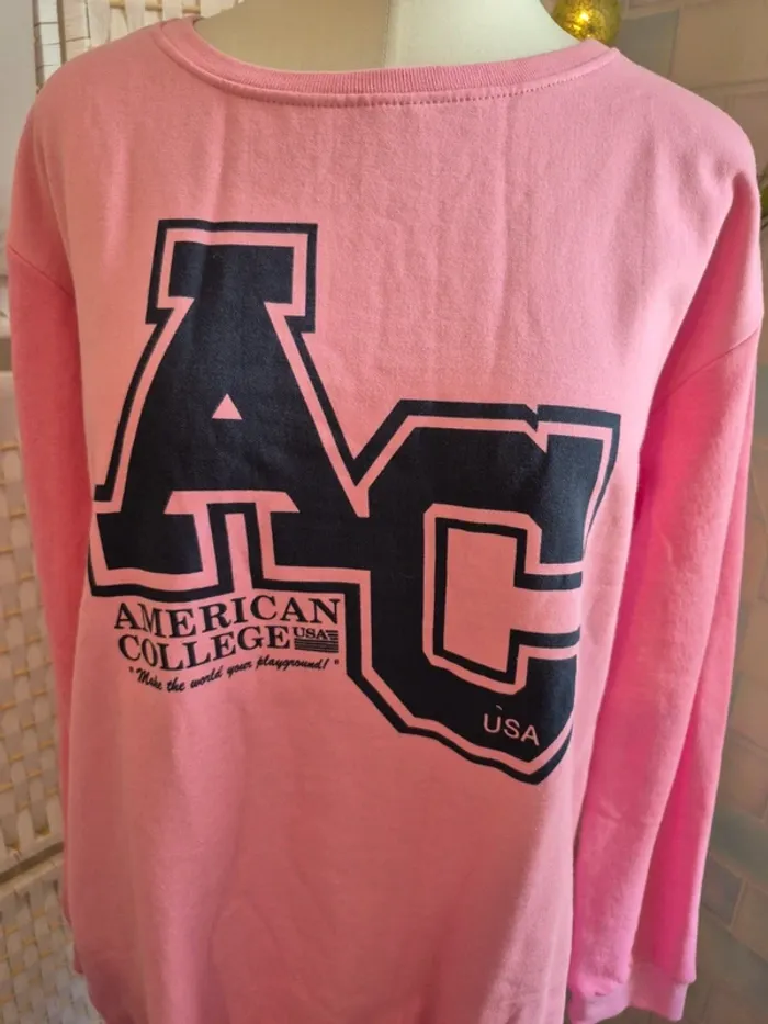 💕Jolie Sweat Long Rose Femme TL / 40 American College 💕 - photo numéro 7