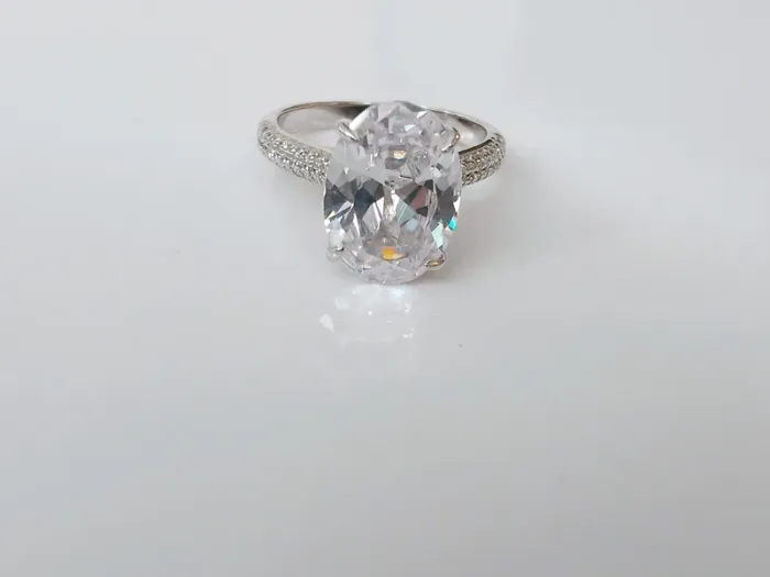 Bague en argent 925 pierre ovale XL brillante tendance vintage chic - photo numéro 3