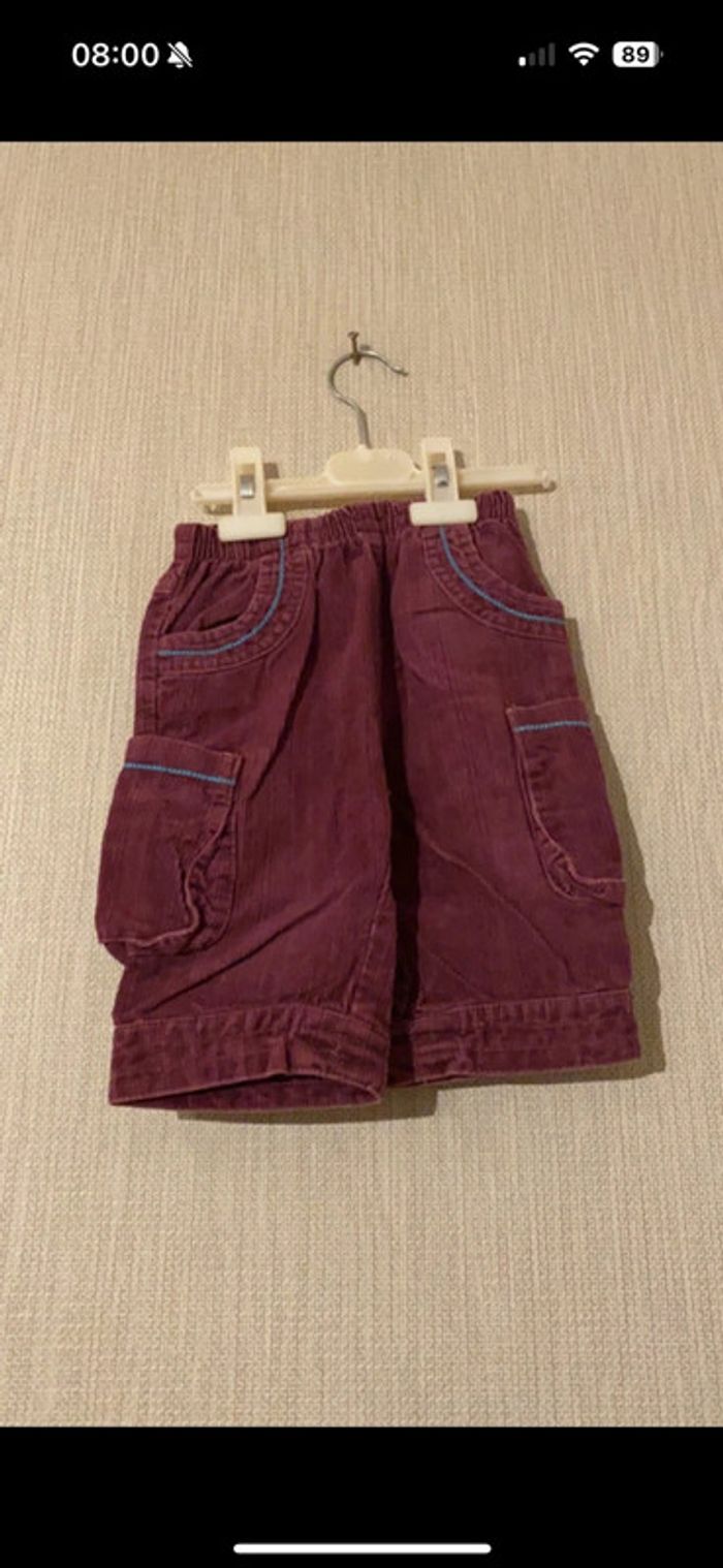 Pantacourt violet type velours Orchestra Taille 23 mois