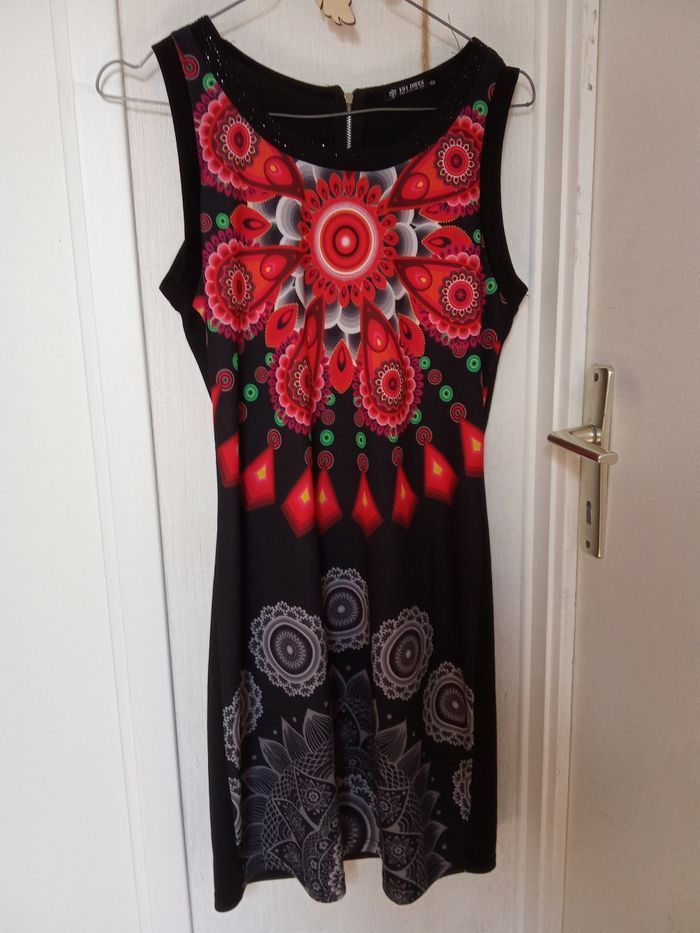Robe mi saison été taille S/M motif fleur, rouge, noire - photo numéro 4