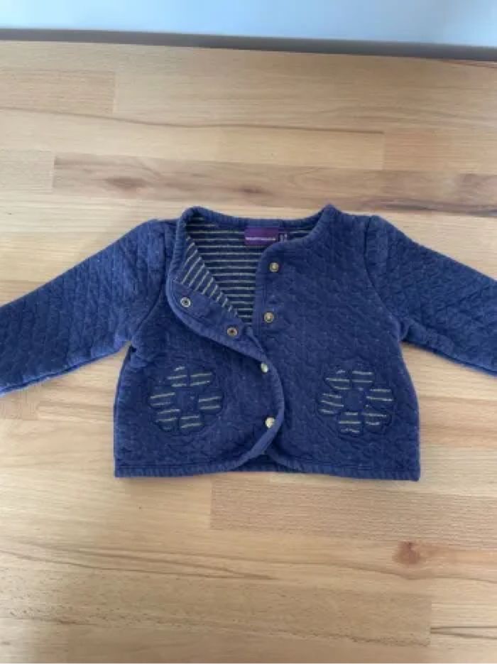 Gilet coton losanges bleu et doré