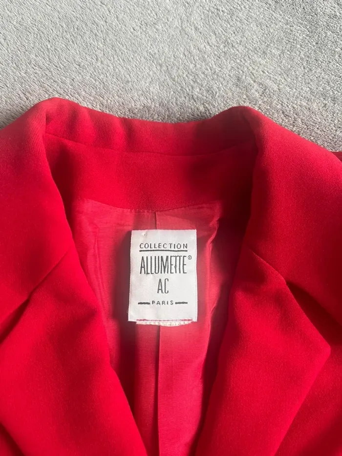 Veste blazer rouge Allumette Paris – Élégance 80s made in France - photo numéro 4