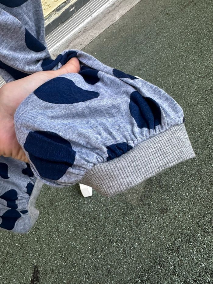 🤍 Combi-pantalon bustier grise à pois bleus – Taille M - photo numéro 6