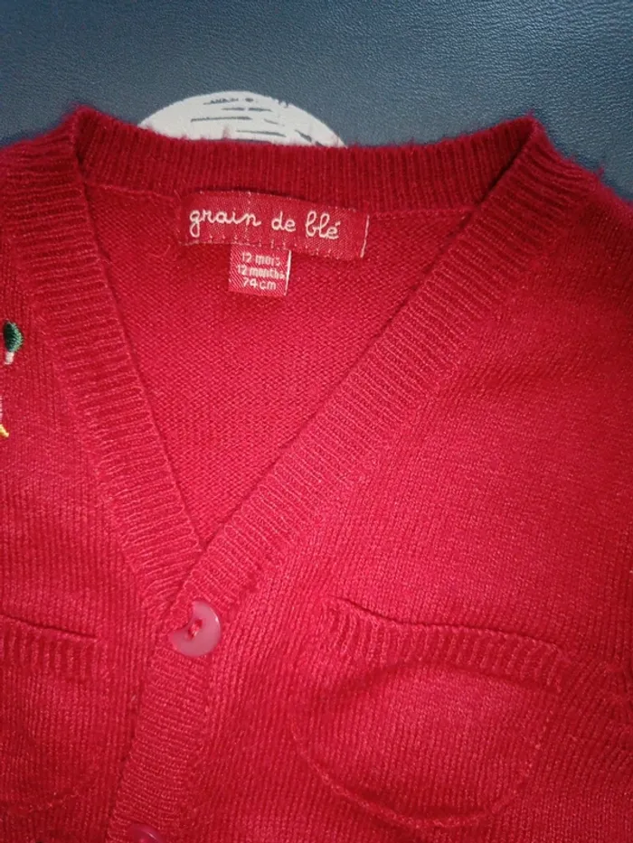 Pull grain de blé 74cm rouge - photo numéro 2