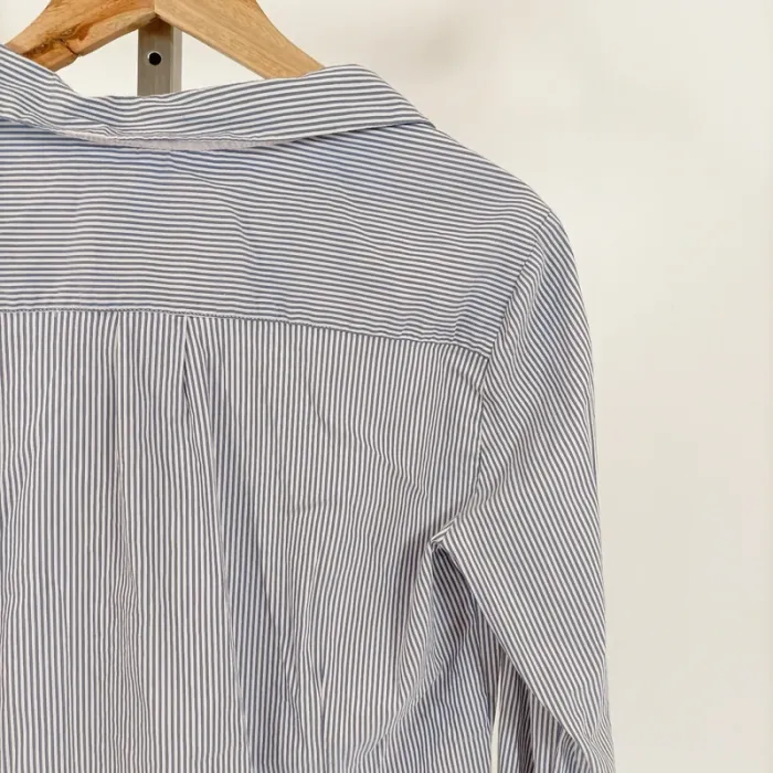 Chemise rayée bleue Happy D. by Damart T.46 coton stretch à col blanc et manches longues A1235 - photo numéro 8