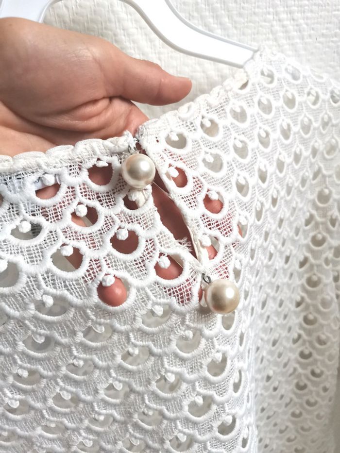 😍 Magnifique T-shirt ajourée en dentelle Blanche | Claudie Pierlot | Taille 38 😍 - photo numéro 9