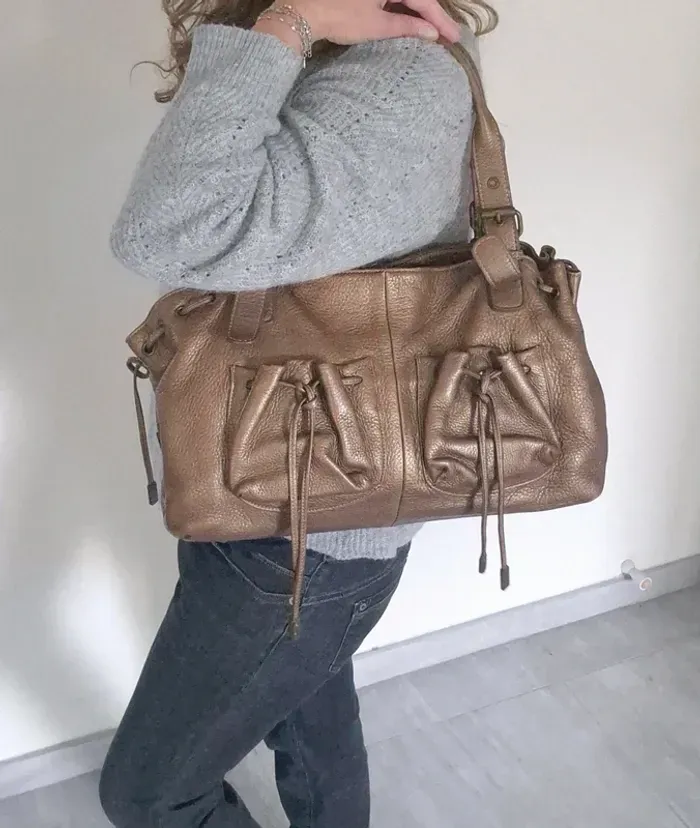 sac à main doré cuir vintage Sabrina - photo numéro 2