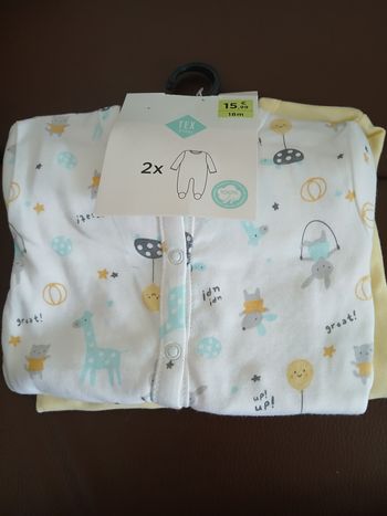 lot de deux pyjamas en coton pieds antiderapants lapin garcon 18 mois 