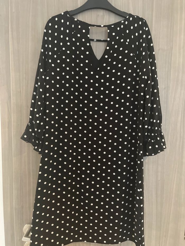 Robe noir fluide à pois blanc Molly bracken taille S - photo numéro 3