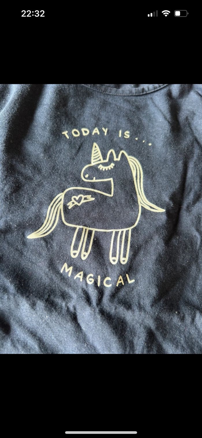 Pyjama deux pièces bleu marine motif licorne 8 ans - photo numéro 2