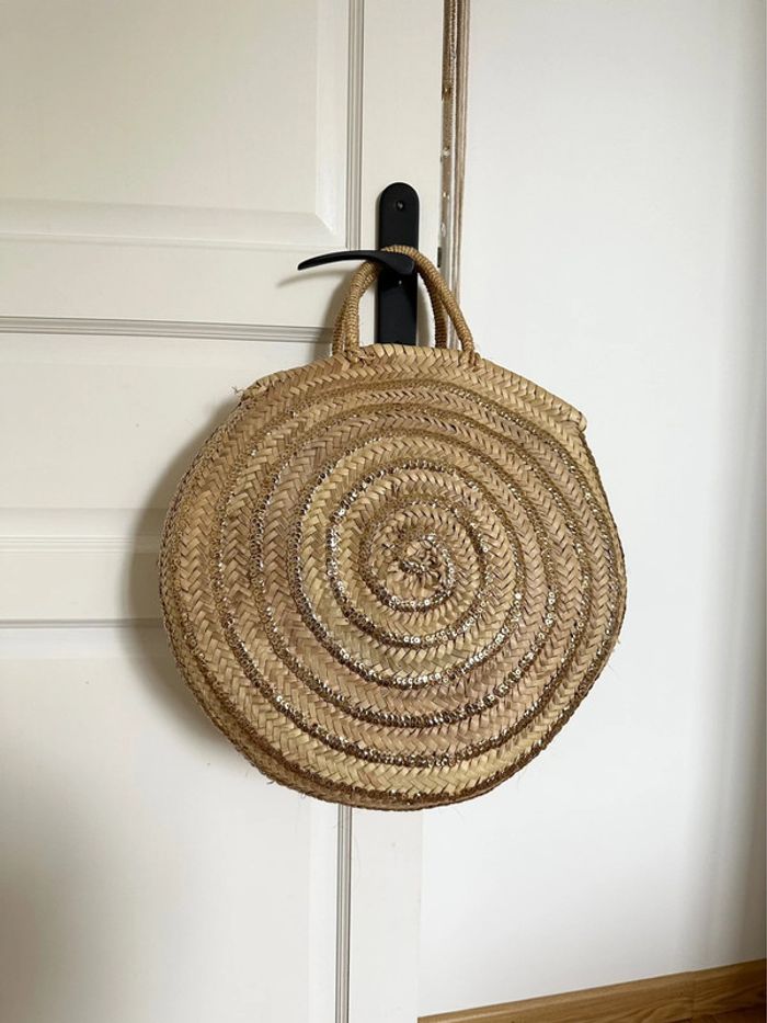 Panier de plage à sequins dorés 🐚