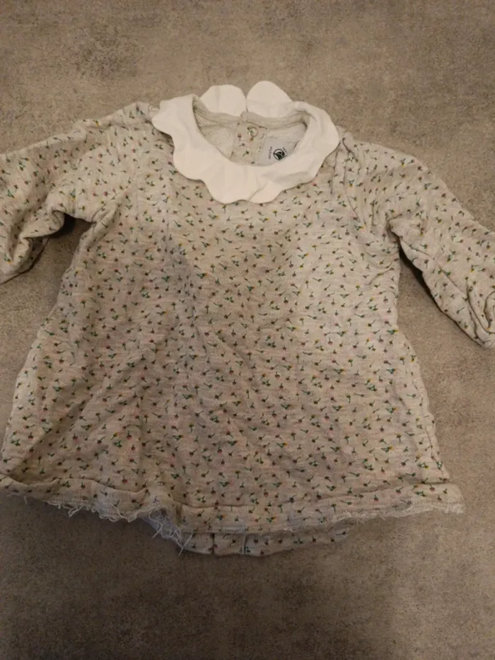 Robe petit bateau grise à fleurs 67cm