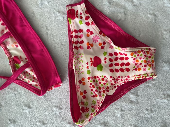 maillot de bain 2 pièces rose et blanc 18 mois pommette - photo numéro 7