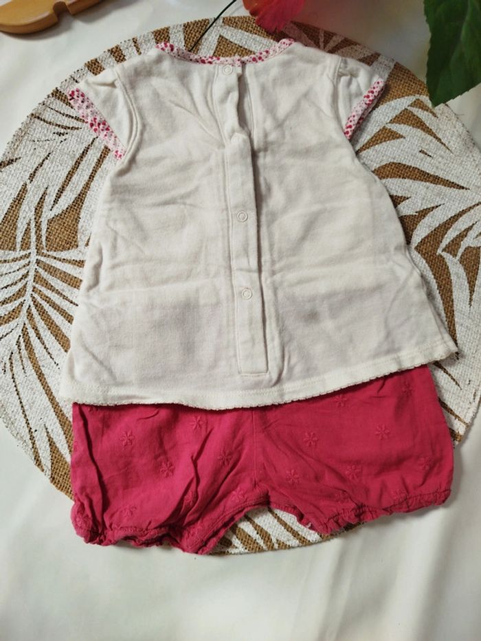 Barboteuse fille 1 mois rose et blanc - photo numéro 3