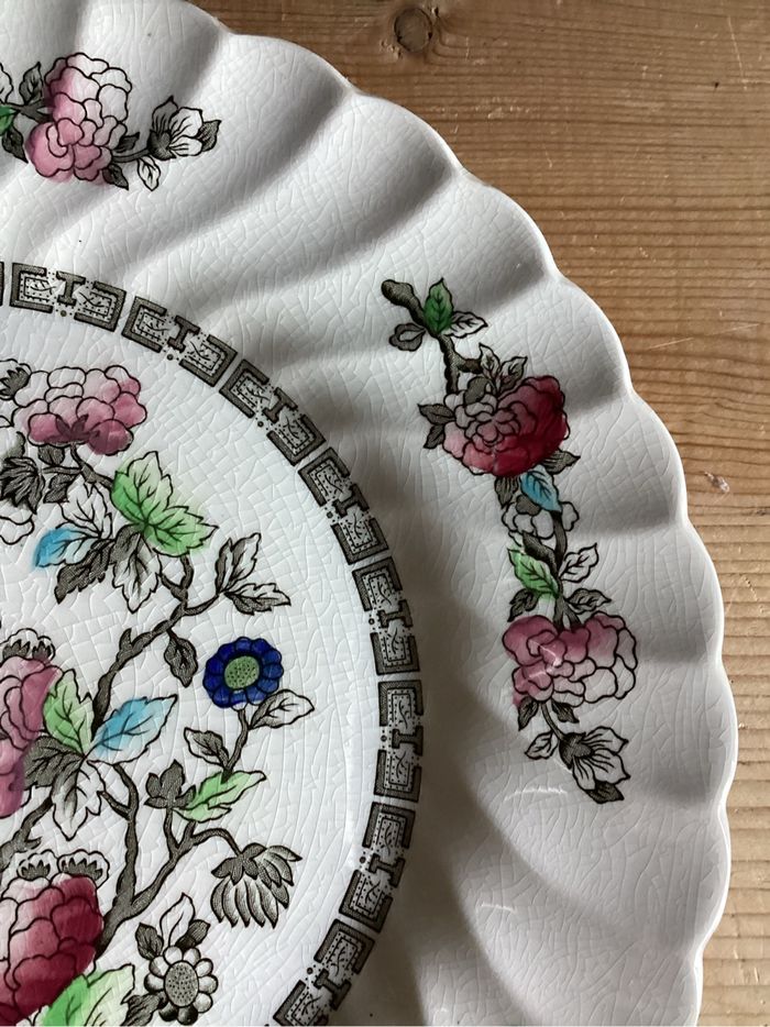 assiette plate colorée à la main arbre indien Myott Staffordshire - photo numéro 3