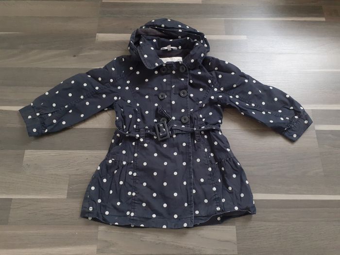 Manteau trench bleu marine à pois 4 ans Kiabi