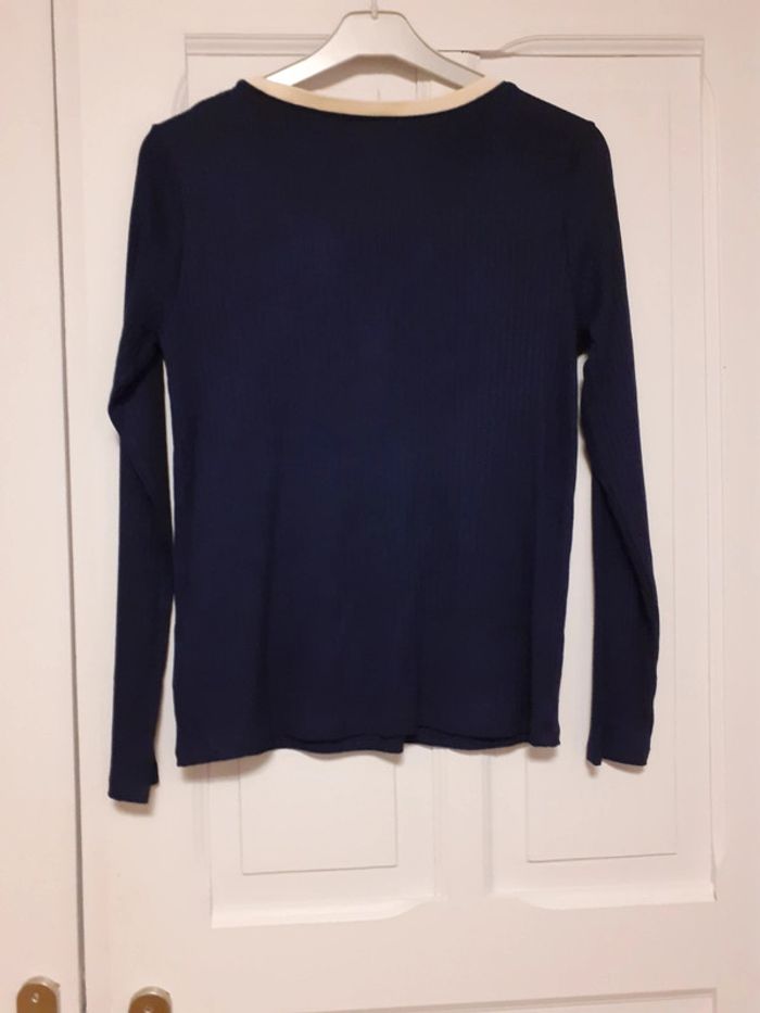 Tee-shirt  bleu Marine/crème 42/44 - photo numéro 3