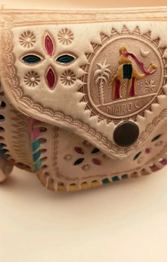 Petit sac à main artisanal Maroc, en cuir, artisanat - photo numéro 6