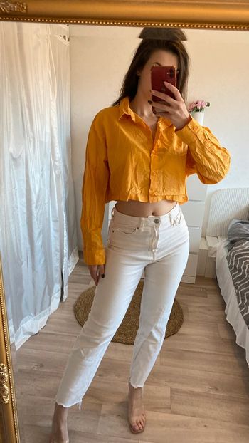 Chemise courte manche longue orange