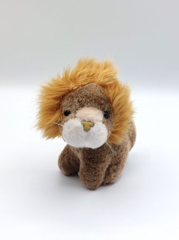 Petite peluche lion beige marron blanc NOUNOURS sos doudou vintage 15 cm