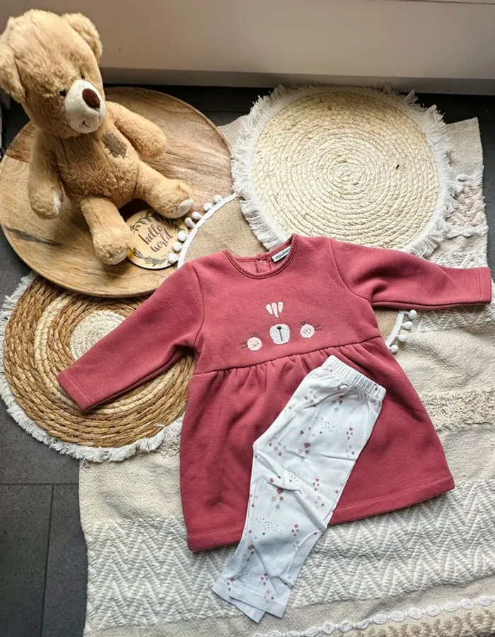 Ensemble Noukie’s robe et legging. Rose 80cm - photo numéro 2