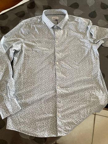 Chemise neuve Devred extra slim XXL à motifs feuilles vertes