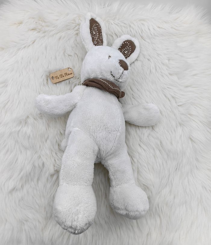Doudou peluche Lapin blanc marron Bandana Nicotoy - photo numéro 4
