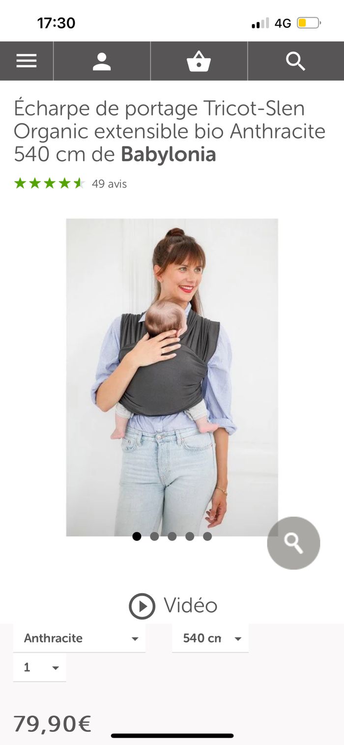 Écharpe de portage physiologique porte bébé coton bio Tricot Slen Babylonia - photo numéro 2